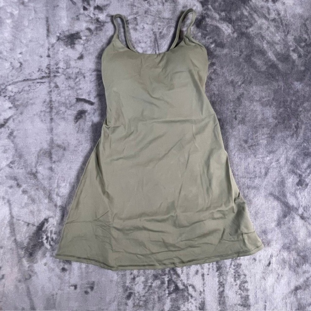 Halara SoftlyZero Plush Backless Active Dress Easy Peezy Olive Green XS